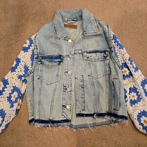 Blank NYC Denim Crochet Sleeve Jacket M